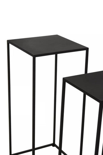 Avento Set Of Three Square Black Plant Stands