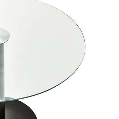 Matt Black Steel and Glass Top Round Dining Table, Metropolitan