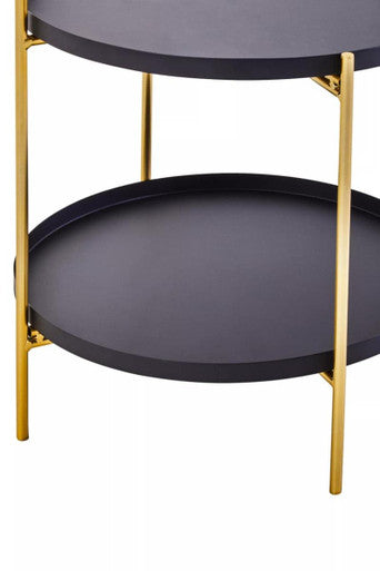 Trosa Two Tier Black And Gold Side Table