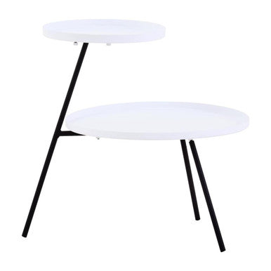 White Iron Tray Top and Black Iron Legs 2 Tie Side Table, Trosa