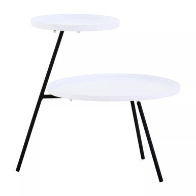 White Iron Tray Top and Black Iron Legs 2 Tie Side Table, Trosa