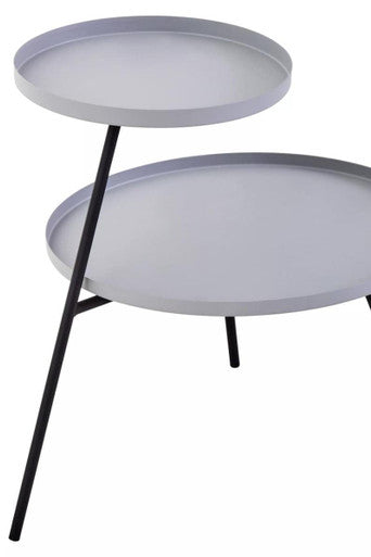 Grey Iron Tray Top and Black Iron Legs 2 Shelf Side Table | Trosa