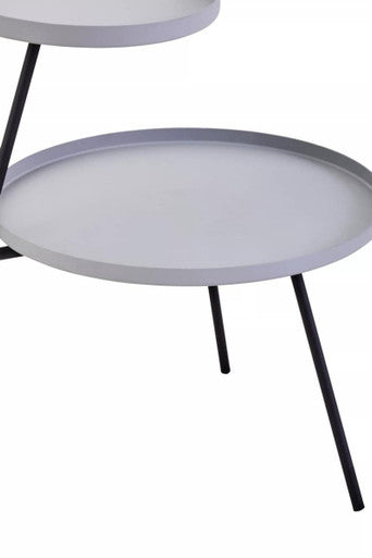 Grey Iron Tray Top and Black Iron Legs 2 Shelf Side Table | Trosa