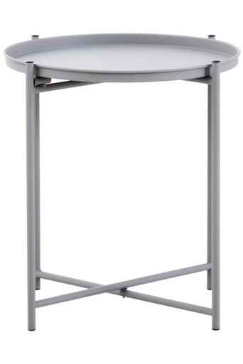 Grey Iron Round Side Table with Slender Metal Legs | Trosa