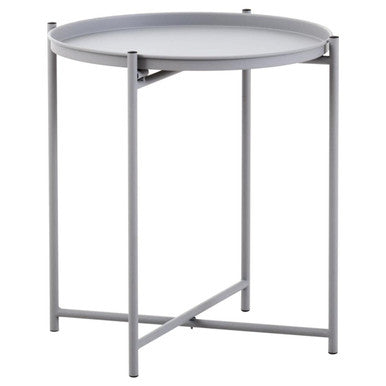Grey Iron Round Side Table with Slender Metal Legs | Trosa