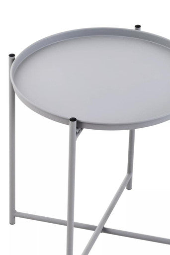 Grey Iron Round Side Table with Slender Metal Legs | Trosa