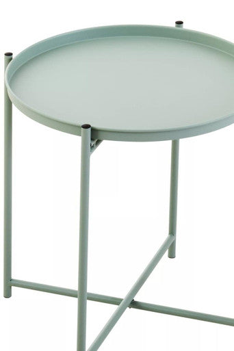 Green Iron Round Side Table with Slender Metal Legs | Trosa