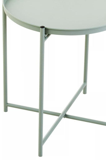 Green Iron Round Side Table with Slender Metal Legs | Trosa