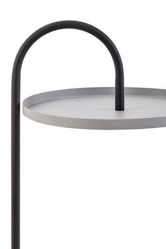 Grey Round Top Side Table with Black Finish Iron Hanging Frame, Trosa