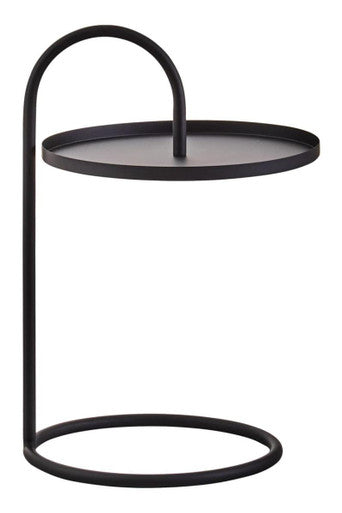 Black Round Top Side Table with Black Finish Iron Hanging Frame, Trosa