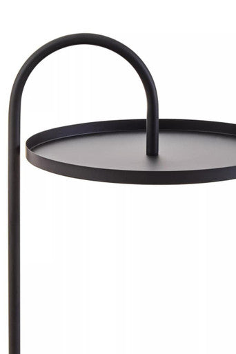 Black Round Top Side Table with Black Finish Iron Hanging Frame, Trosa