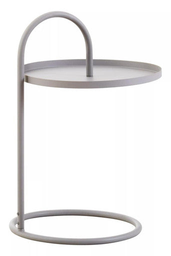 Grey Round Top Side Table with Grey Finish Iron Hanging Frame, Trosa