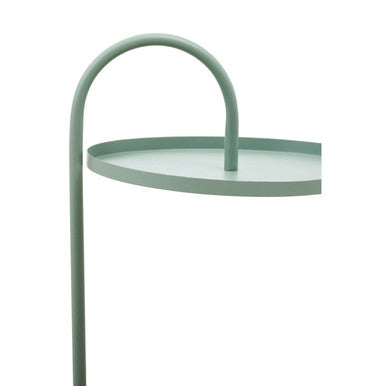 Green Round Top Side Table with Grey Finish Iron Hanging Frame, Trosa