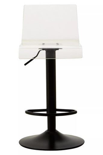 Baina Clear Acrylic Seat Bar Stool With Black Base