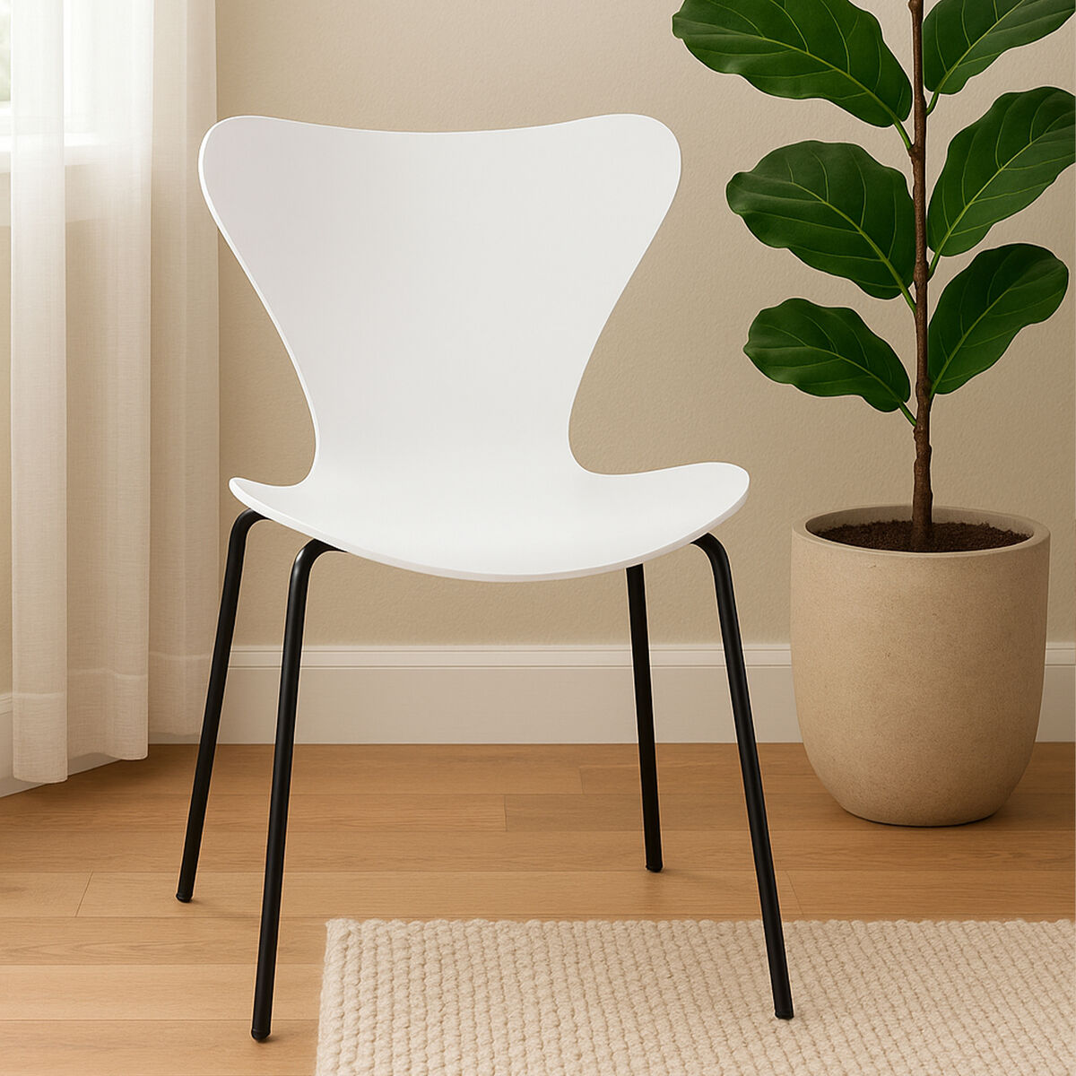 Laila White Seat and Black Legs Dining Chair - image 1