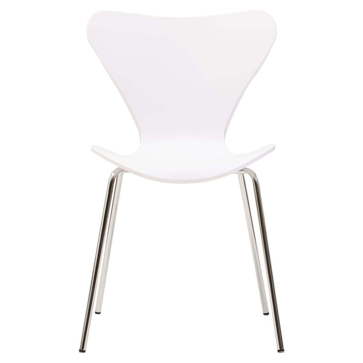 White chair with metal legs on a white background