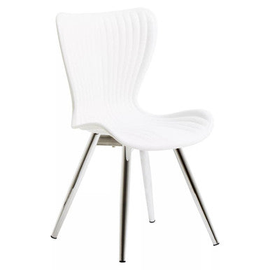 Laila Dining Chair With White Seat And Silver Chrome Legs