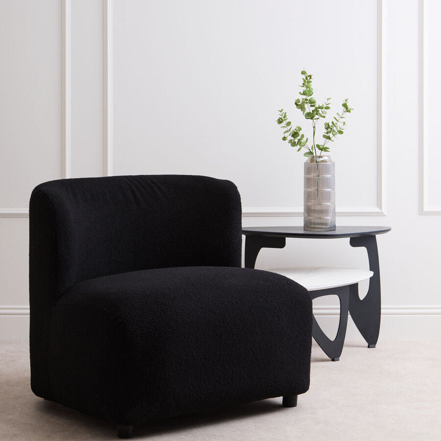 Montreal Black Boucle Effect Armless Lounge Chair