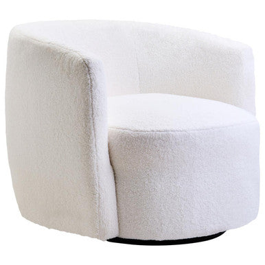 Montreal Ivory Boucle Effect Curved Lounge Chair With Swivel Base - image 3