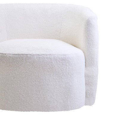 Montreal Ivory Boucle Effect Curved Lounge Chair With Swivel Base - image 6