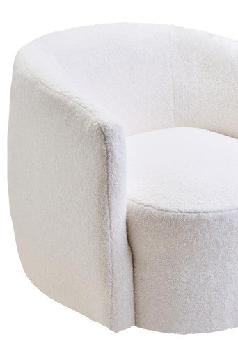 Montreal Ivory Boucle Effect Curved Lounge Chair With Swivel Base - image 7