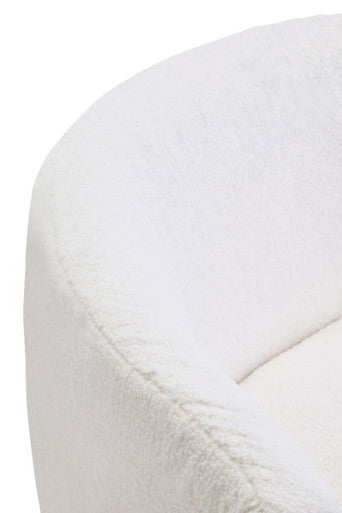 Montreal Ivory Boucle Effect Curved Lounge Chair With Swivel Base - image 8