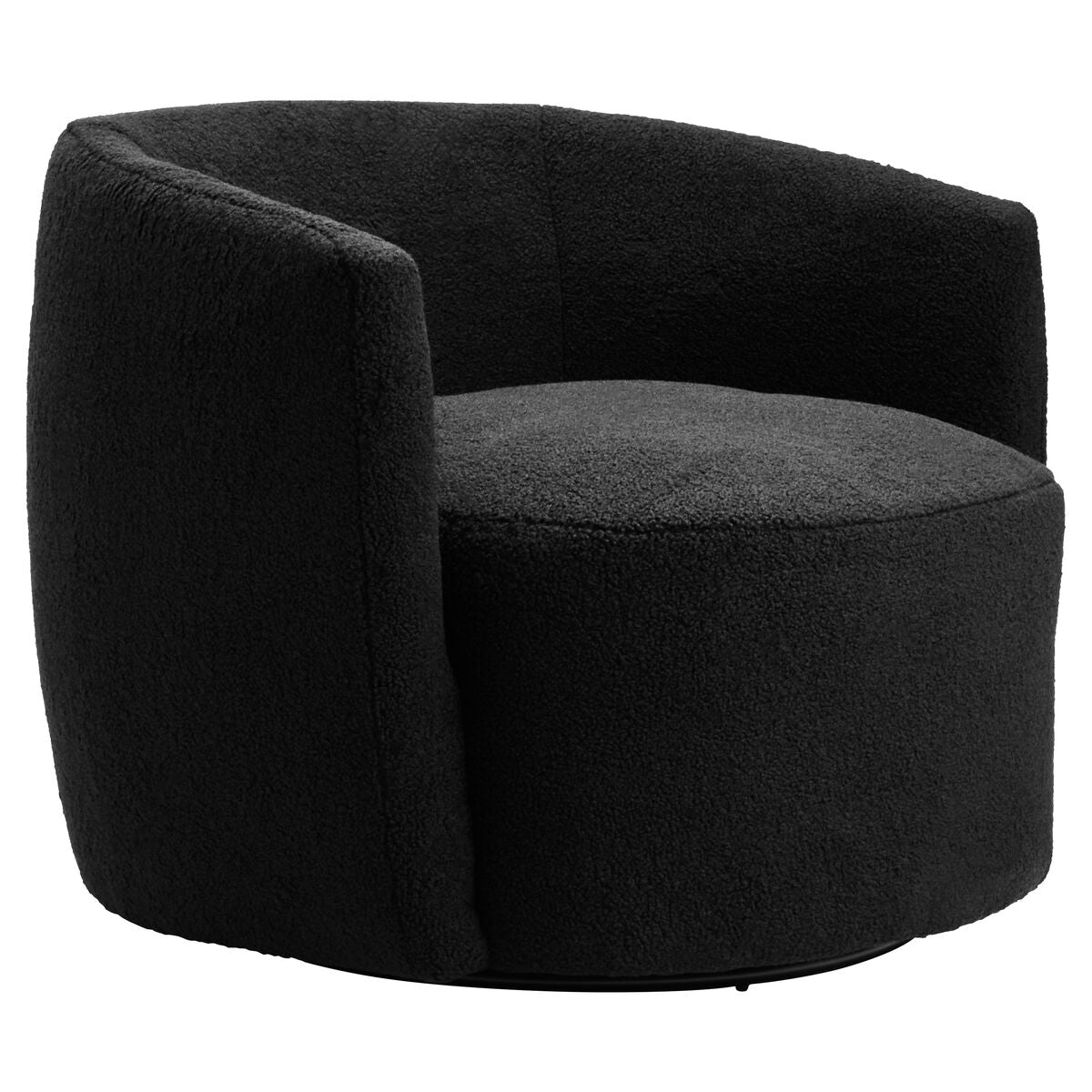 Montreal Black Boucle Effect Curved Lounge Chair With Swivel Base - image 3