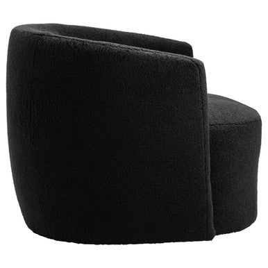 Montreal Black Boucle Effect Curved Lounge Chair With Swivel Base - image 4