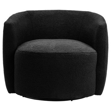 Montreal Black Boucle Effect Curved Lounge Chair With Swivel Base - image 1