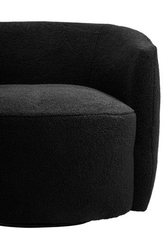 Montreal Black Boucle Effect Curved Lounge Chair With Swivel Base - image 6