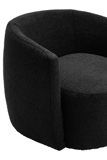 Montreal Black Boucle Effect Curved Lounge Chair With Swivel Base - image 7