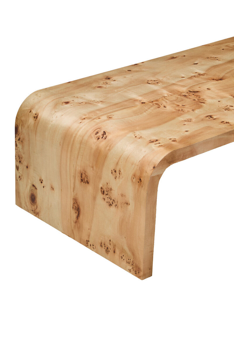 Mota Burl Wood Design Curved Coffee Table