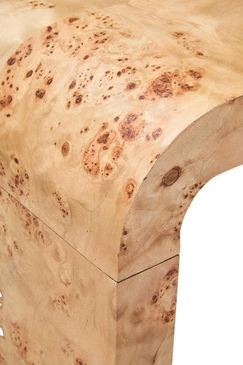 Mota Burl Wood Design Curved Console Table