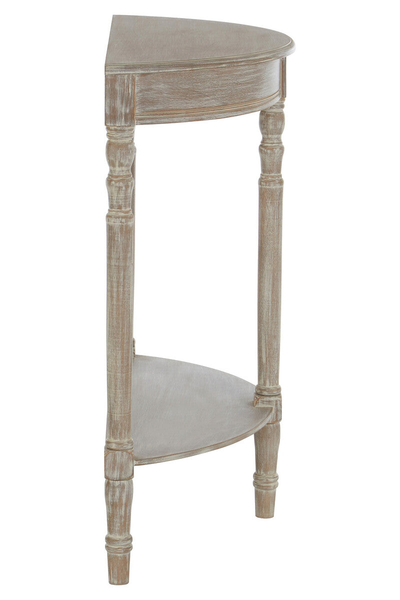 Heritage Half Moon Console Table with Pine Wood Grey Washed Finish