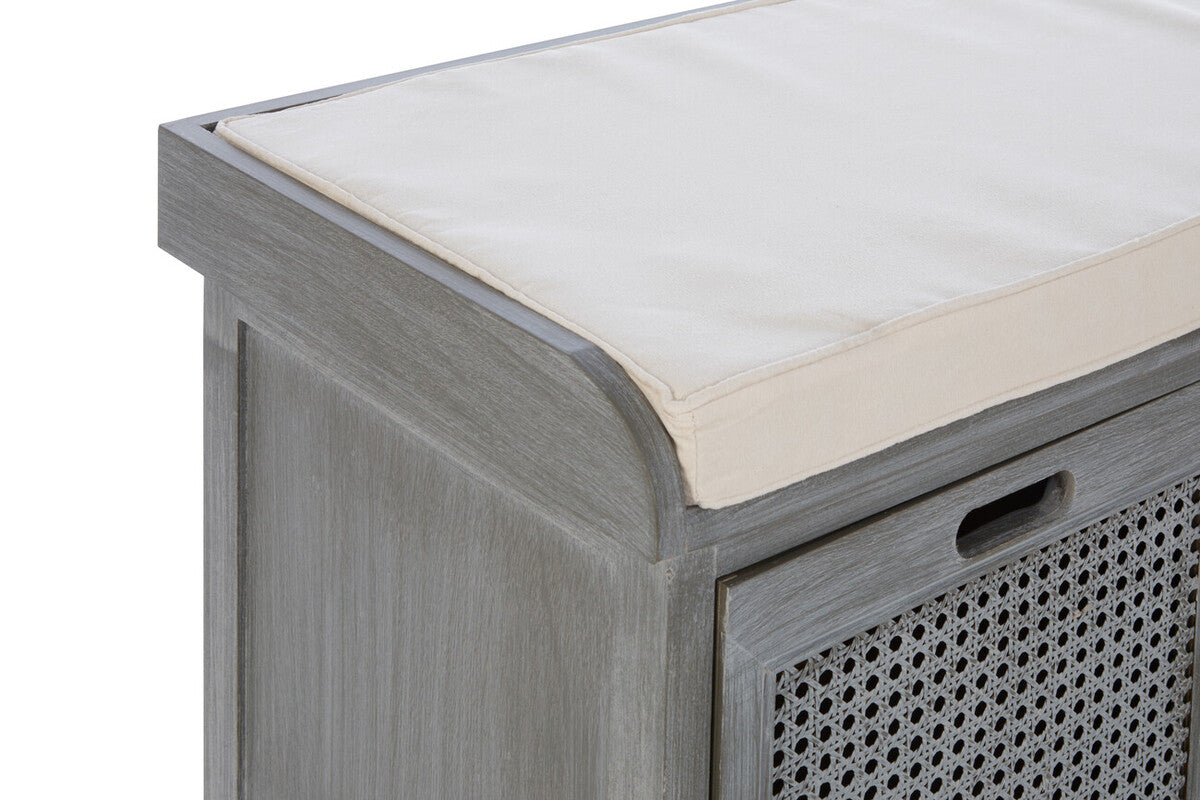 Heritage Grey Three Drawer Storage Bench with Cushion - Image 6