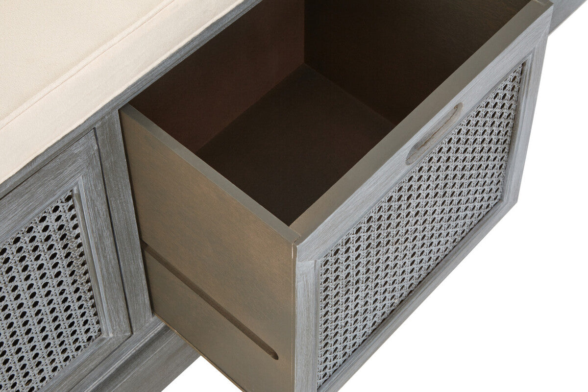 Heritage Grey Three Drawer Storage Bench with Cushion - Image 8