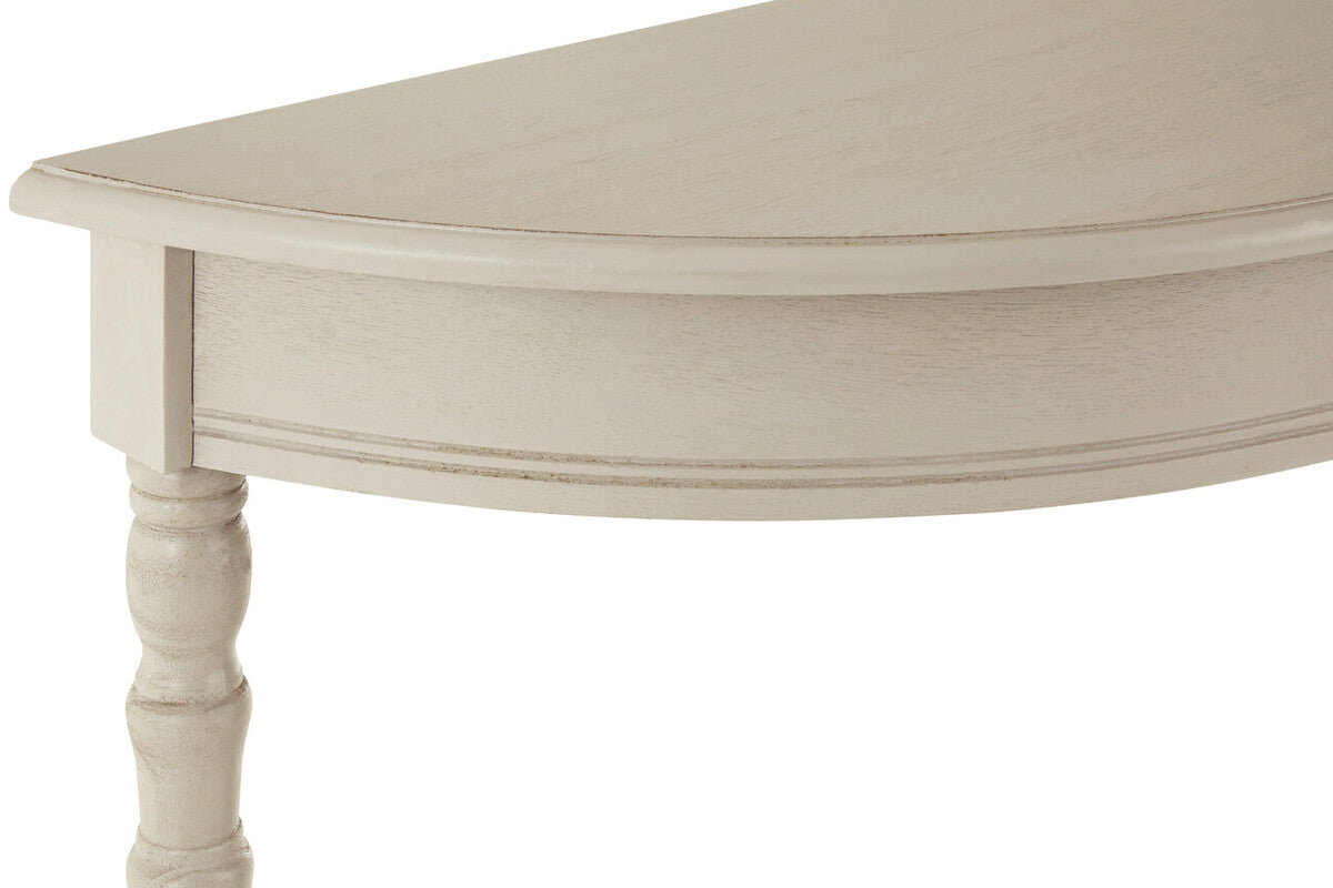 Heritage Putty Pine Wood Half Moon Console Table