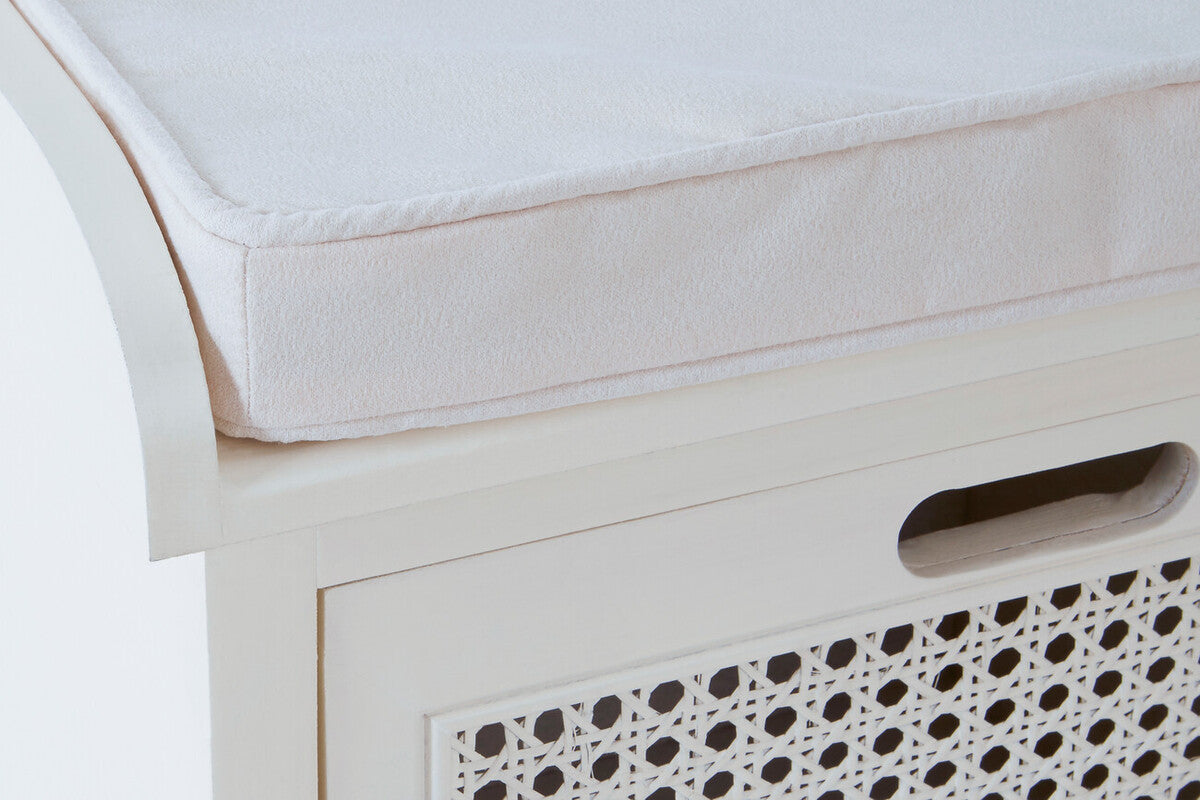 Heritage White Three Drawer Storage Bench with Cushion - Image 7