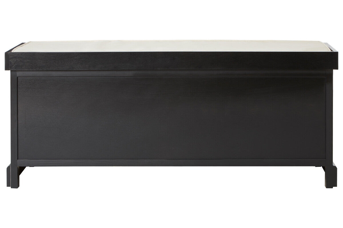 Heritage Black Three Drawer Storage Bench with Cushion - Image 4