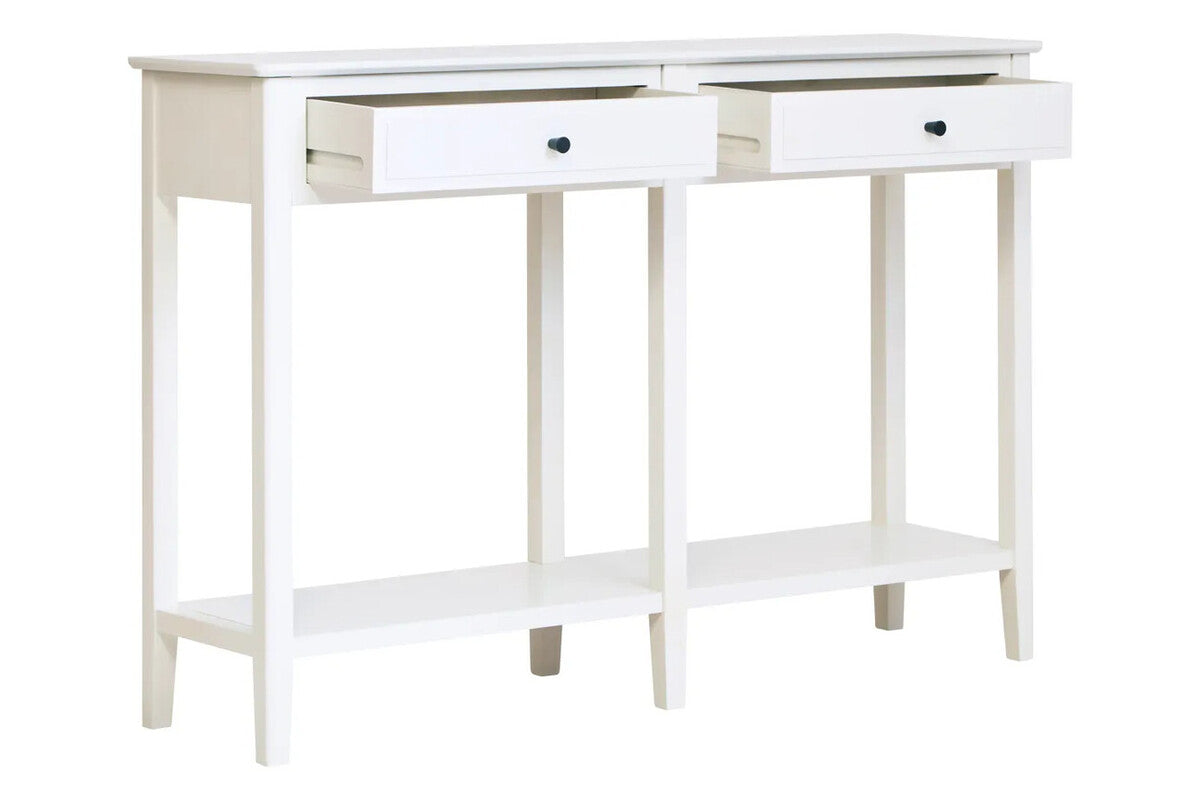 White 2 Drawer Wooden Console Table, Heritage