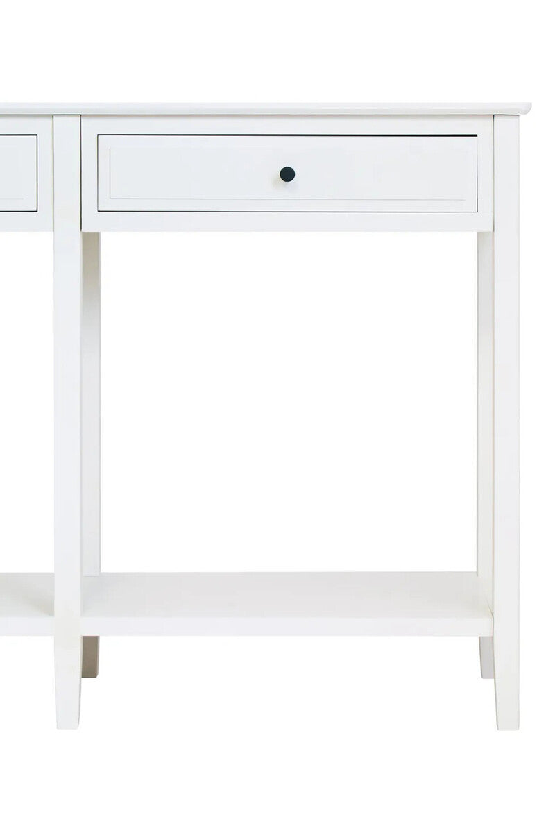 White 2 Drawer Wooden Console Table, Heritage