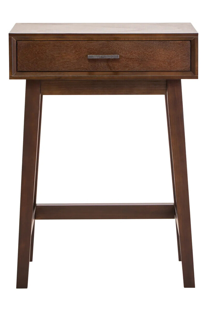 Heritage One Drawer Walnut Wood Finish Side Table