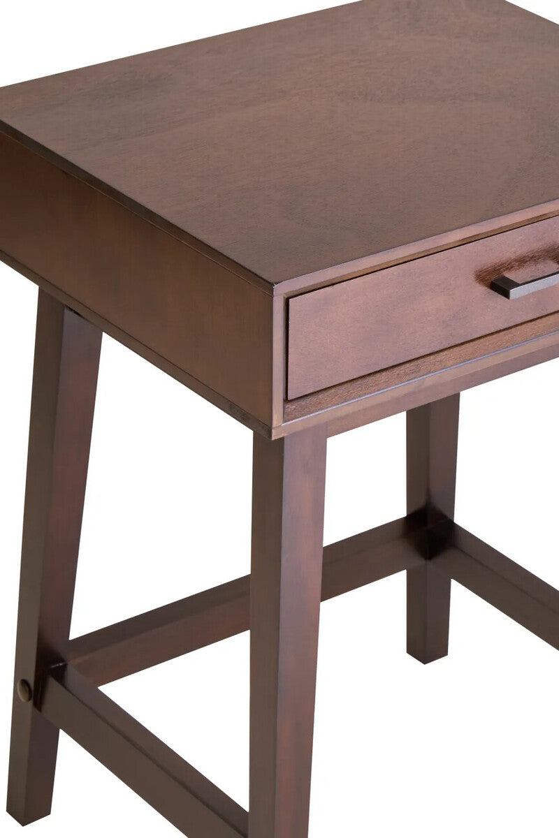 Heritage One Drawer Walnut Wood Finish Side Table