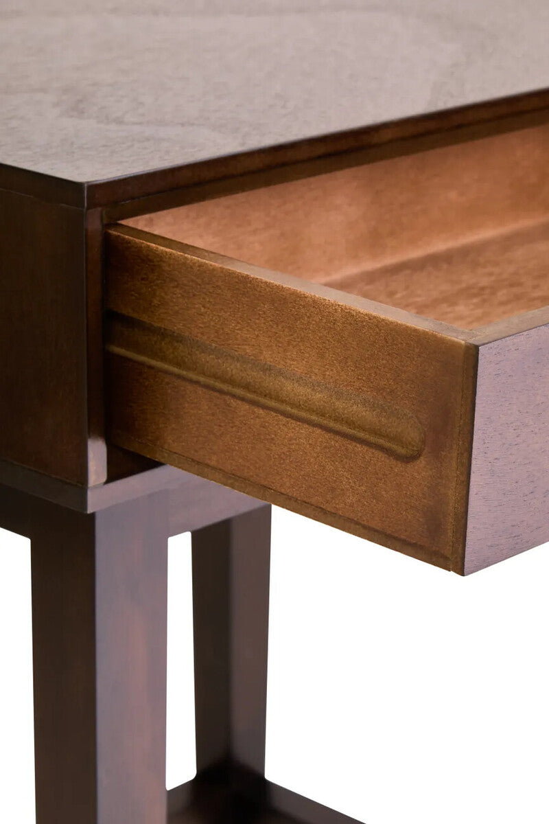 Heritage One Drawer Walnut Wood Finish Side Table