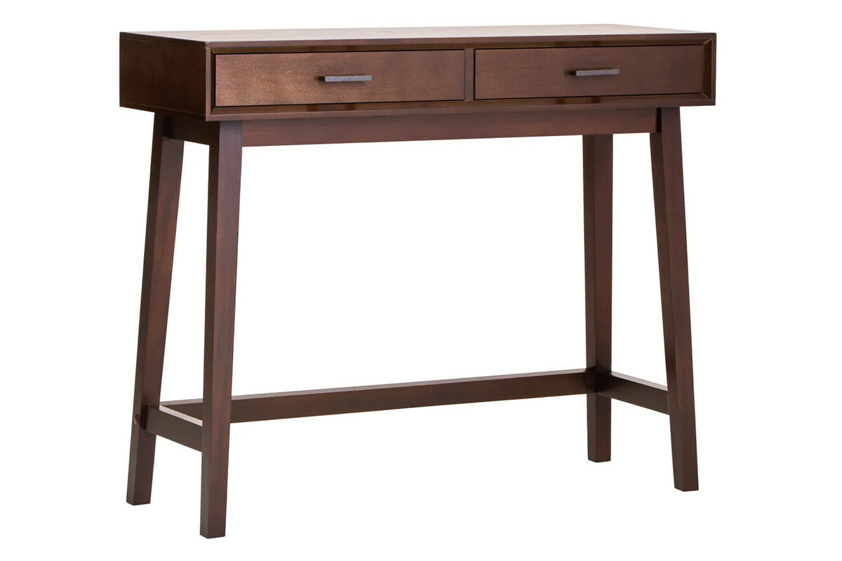 Brown Walnut Finish 2 Drawer Wooden Console Table, Heritage