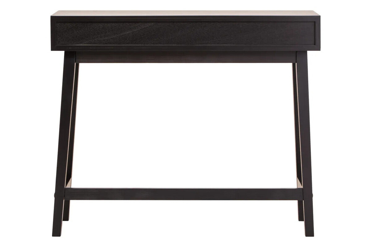 Black 2 Drawer Black Wooden Console Table, Heritage