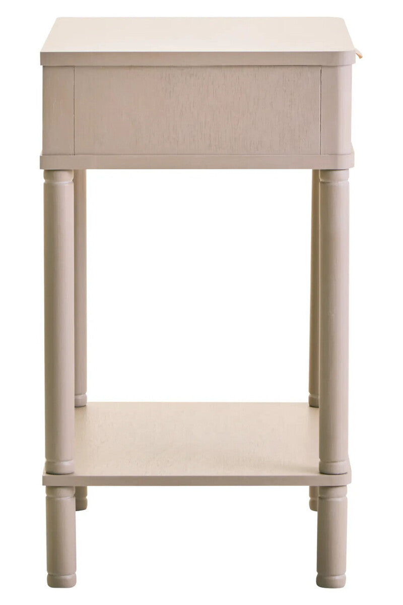 Heritage One Drawer Reed Detail Taupe Wood Side Table