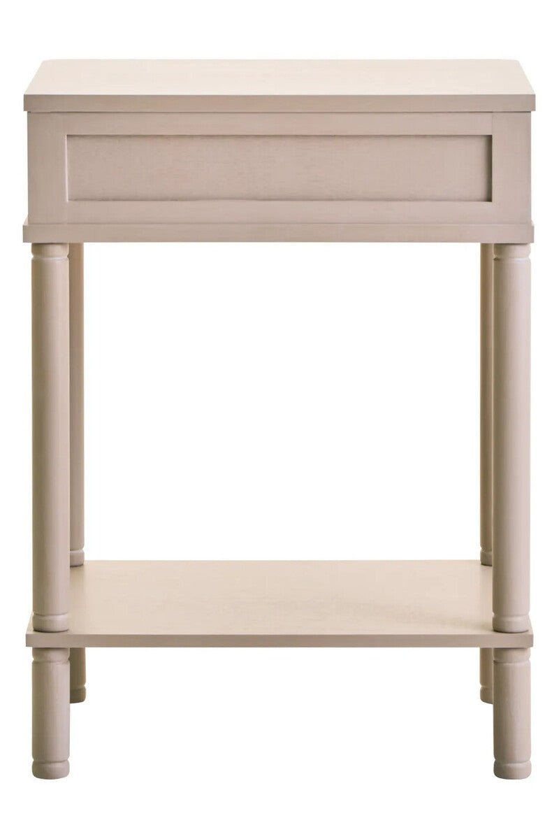 Heritage One Drawer Reed Detail Taupe Wood Side Table