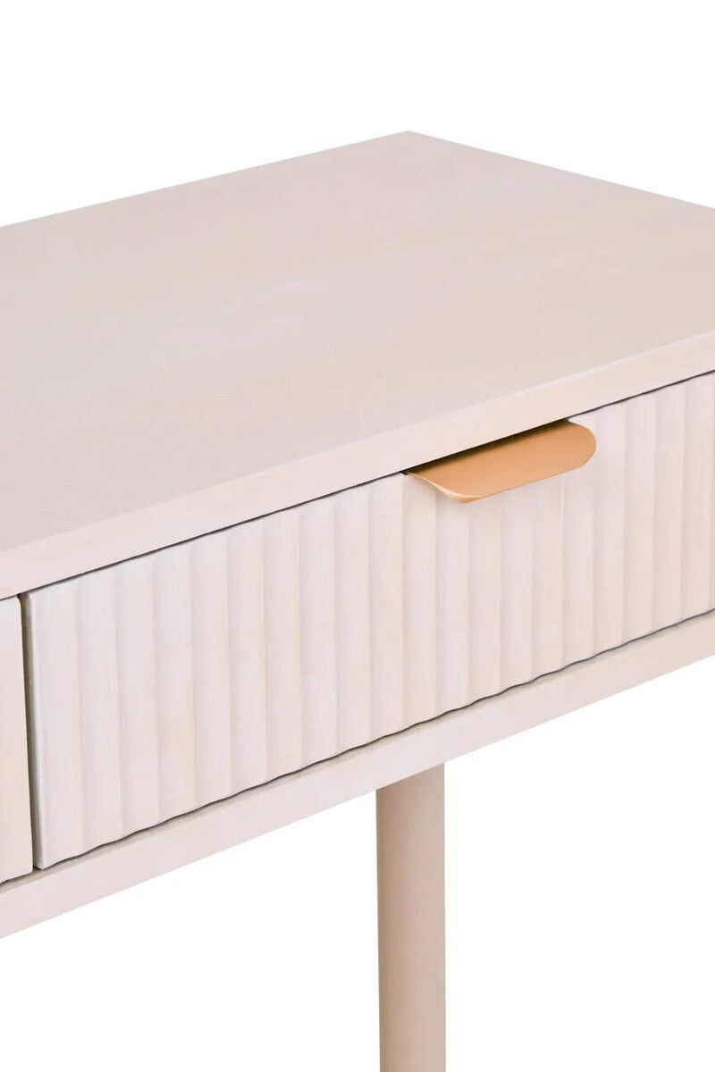 Taupe 2 Drawer Reed Detail Wooden Console Table, Heritage