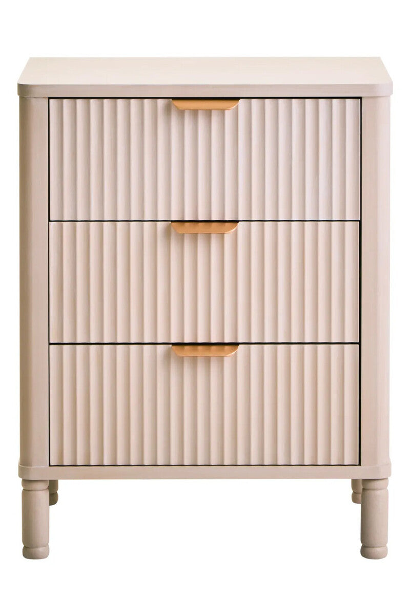 Heritage Reed Detail Taupe Finish Three Drawer Chest